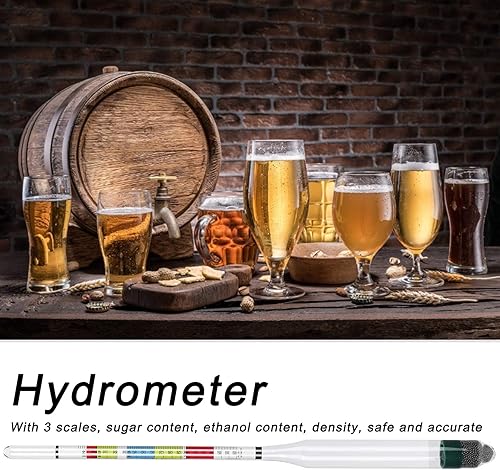 Hydromètre Vin, Bière Brassage Densimètre Densimètre en Verre Ensemble D'hydromètre Comprenant Hydromètre Sac de Rangement pour Cylindre de Mesure Sac de Rangement Pour Hydromètre Brosse en Chiffon - Nail Gallerys