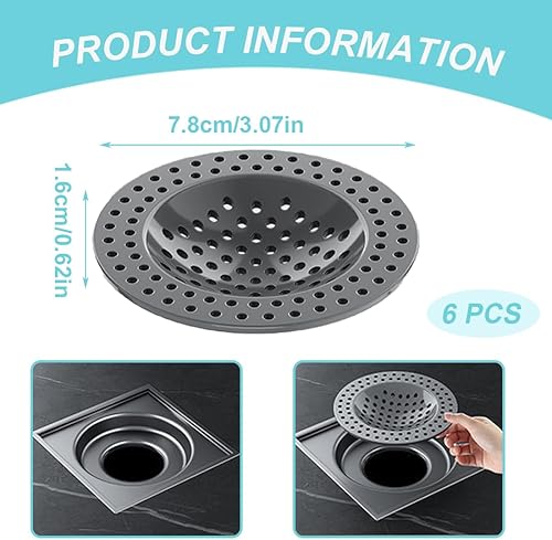 EIHI 6 Pièces filtre evier cuisine Plastique, filtre cheveux douche, grille evier cuisine, filtre cheveux baignoire, Grille Evier Cuisine, Protege evier Cuisine, Filtre à Lavabo, 78mm - Nail Gallerys