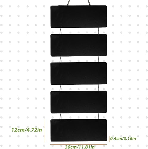 Lot de 5 mini tableaux noirs à suspendre, 30 x 12 cm, réutilisables rectangulaires - Nail Gallerys
