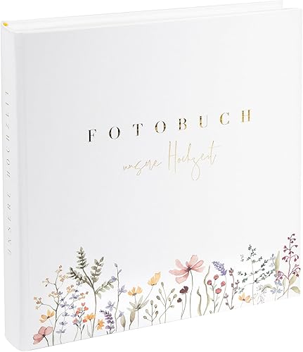 goldbuch 08 044 Album photo de mariage avec 60 pages blanches et intercalaires en papier cristal gaufré doré Motif floral Env. 30 x 31 x 4 cm - Nail Gallerys