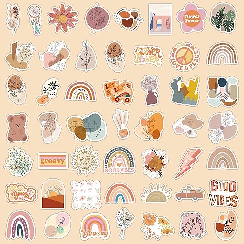 Stickers Boho 100 Pcs, Aesthetic Autocollants Bohème pour Ordinateur Portable, Téléphone, Skateboard, Valise, Guitare, Tampon, Mignons Autocollants en Vinyle Esthétiques étanches Scrapbook - Nail Gallerys