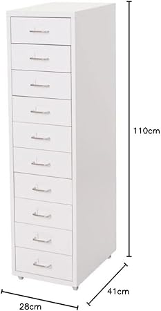 Caisson a roulettes Boston T851, Armoire à tiroirs Armoire en Acier, 110x28x41cm 10 tiroirs - Blanc - Nail Gallerys