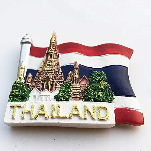 Aimant de réfrigérateur 3D style drapeau de la Thaïlande Bangkok - Cadeau souvenir - Décoration de maison et de cuisine - Autocollant magnétique pour réfrigérateur - Nail Gallerys