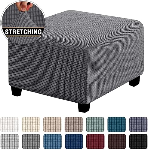 AQIGR Housse de Pouf Ottomane Carrée 40x40/45x45/60x60 Extensible, Housses de Repose-Pieds en Jacquard Doux pour protéger Le Repose-Pieds, Housse de Pouf avec Fond élastique (Color : #6, Size : L) - Nail Gallerys