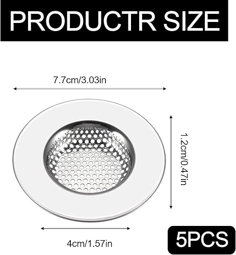 Gurxi 5 Pièces Filtre Evier Cuisine Grille Evier Cuisine Filtre pour Évier De Cuisine Filtre De Vidange en Acier Inoxydable Diamètre Intérieur 4 Cm pour Douche, Baignoire, Cuisine - Nail Gallerys