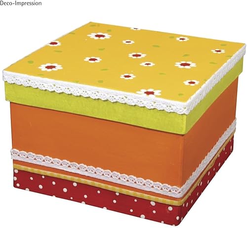 Rayher 71753000 boîte de rangement carrée, papier mâché FSC Recycled 100% nature - Nail Gallerys