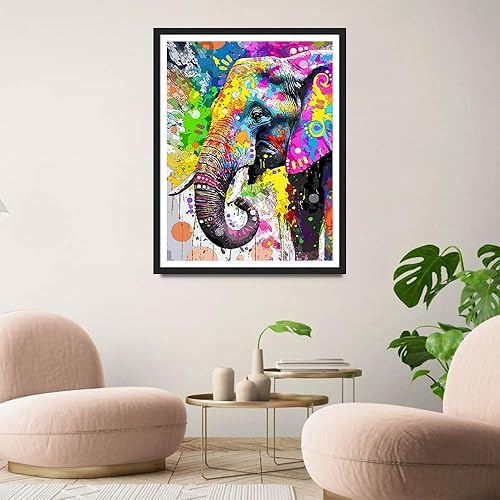 QINRUBB DIY 5D Éléphant Coloré Peinture Diamant Painting Kit, 5D Éléphant Aquarelle Art du Diamant Complet Kits, Diamond Art Kits Point de Croix Painting pour Adultes Débutants Maison Décor 30x40 cm - Nail Gallerys