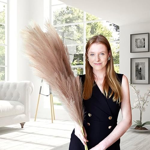 Generisch Lot de 3 herbes de la pampa artificielles XXL 100 cm, marron - Nail Gallerys