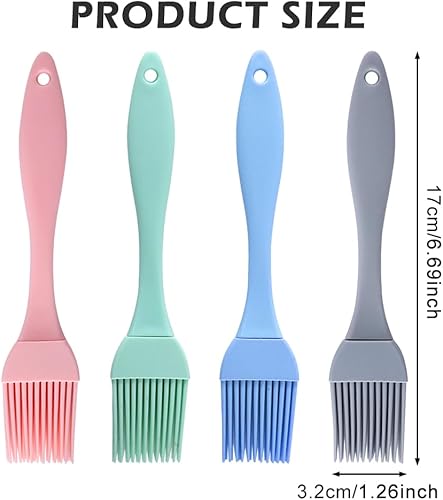 Lot de 4 pinceaux de cuisine en silicone résistant à la chaleur - 4 couleurs - Nail Gallerys