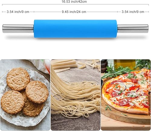 Bwelcam rouleau à pâtisserie,rouleau à pâtisserie en silicone,antiadhésif en acier inoxydable avec poignées,Rolling pin pour fondant, pizza, gâteaux, pâte à pâtes et pâte brisée - Nail Gallerys