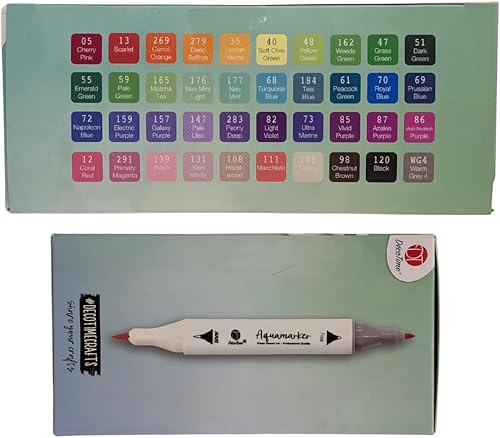 OsoRetail DecoTime Aquamarkers Lot de 40 couleurs + DecoTRAY Marqueurs double pointe à base d'eau (800 m) Corps ergonomique en plastique recyclé pour lettering, scrapbooking et illustration - Nail Gallerys
