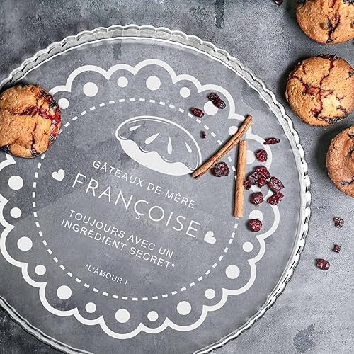 Maverton Plat à gâteau en Verre avec Gravure - Cadeau Personnalisé Fête des Mères - Plat a Tarte Gateau pour Un Fan de Cuisine ou pour Un Gourmand - Cadeau pour Femme - ingrédient - Nail Gallerys
