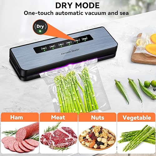 NXPZ Machine Sous Vide Alimentaire, Appareil de Cuisson et Conservation sous Vide avec 50 Sacs Réutilisables - Soudeuse sous Vide Domestique, Scelleuse Aliments pour Viande, Légumes, Fruits - Nail Gallerys