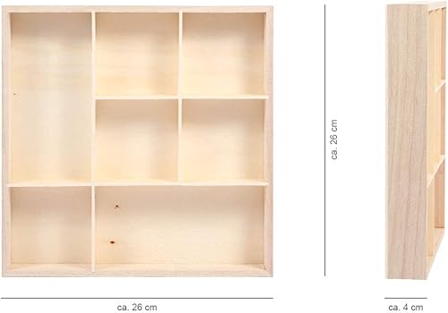 Alsino Vitrine Murale en Bois de pin Non traité - Env. 40 x 45 x 3,5 cm - 28 Compartiments - Multifonctions - À Suspendre Boîte de collectionneur pour Figurines Minéraux - Nail Gallerys