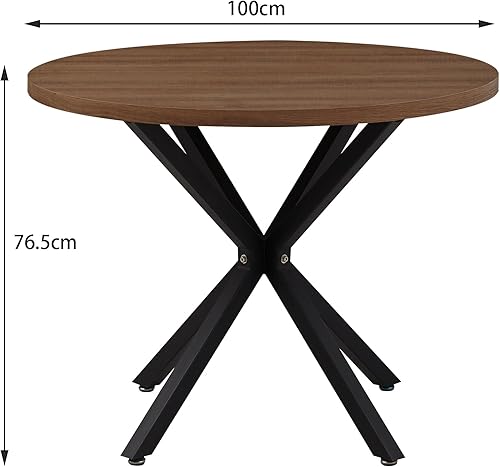 TTATC Table à Manger avec 4 Chaises, Table Ronde en Bois de Diamètre 100 cm, 4 Chaises de Cuisine Modernes pour Salle à Manger, Cuisine, Salon (Foncé + Noir) - Nail Gallerys