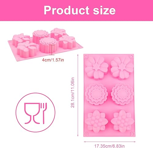 LINTRA Moule à Savon, 6 Cavités Moule Silicone Savon, 3 Motifs Floraux - Moules en Silicone pour Couler, pour Fabriquer du Savon, de la Gelée, des Glaçons, du Chocolat et des Gâteaux - Nail Gallerys