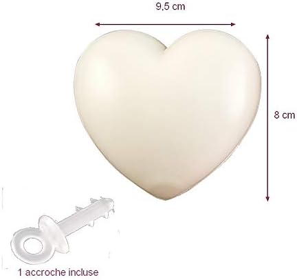 Lot de 4 Coeurs Blancs en Plastique Non séparable, 9,5 x 8 cm, avec accroches à Suspendre, déco Romantique - Nail Gallerys