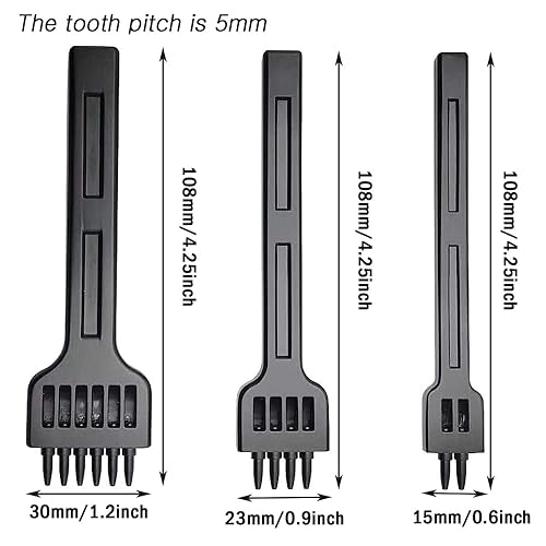 Ensemble d'Outils de Perforation en Cuir, 3 Pièces Trou de Bricolage, Poinçons, DIY Artisanat Métal 2/4/6 Broches Outils Couture pour Ceinture (5 MM) - Nail Gallerys