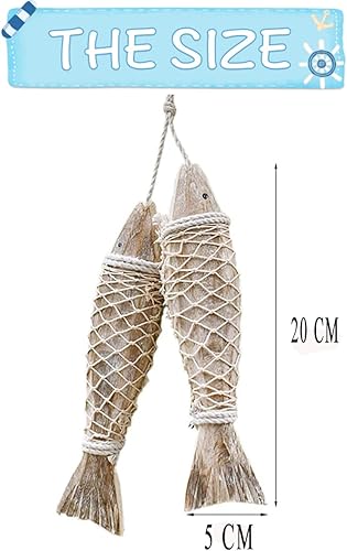 2 Pièces Décoration de Poisson en Bois, Art Mural Suspendu de Poisson en Bois, Ornement de Poisson en Bois Nautique Antique, Art Mural sur Le thème de la Plage pour la décoration Murale de la Maison - Nail Gallerys