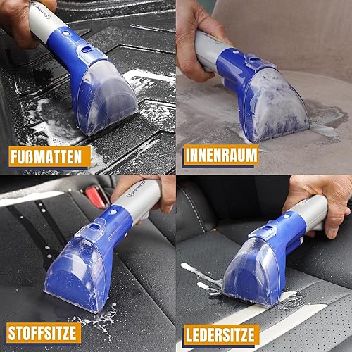 SOMMERTAL MultiCleaner WS450 5 en 1 + 1 l Nettoyeur de tissus d'ameublement, appareil pour tapis, escaliers, coussins, canapé, voiture, animaux, taches, moteur puissant de 450 W, aspirateur, avec - Nail Gallerys