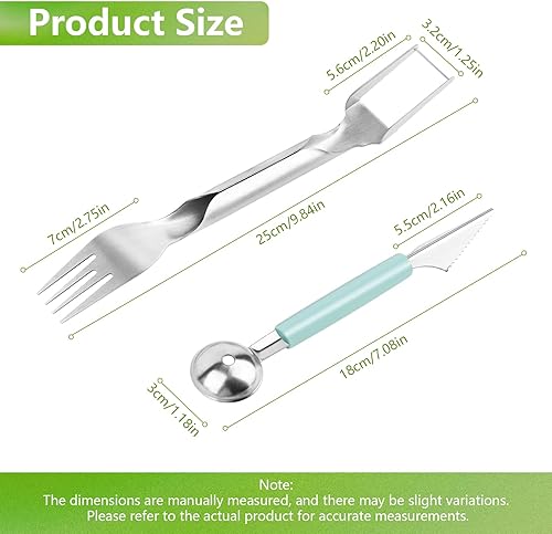 4 PCS Coupe Pasteque et Melon, Ensemble de Découpe Pasteque,Couteau à Melon et Cuillères à Boules en Acier Inoxydable pour Réunions de Famille et Camping - Nail Gallerys