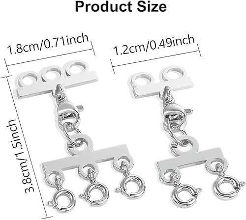 NIEEKRUN 2 Pièces Fermoir Collier, Fermoirs de Collier Superposés en Couches, Fermoirs à Bijoux, pour Colliers, Bracelets, Bracelets de Cheville (Argent) - Nail Gallerys