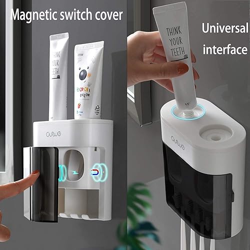 Doduo-Porte Brosse à Dents Mural - Support Brosse a Dent Electrique - Double Distributeur de Dentifrice - Nail Gallerys