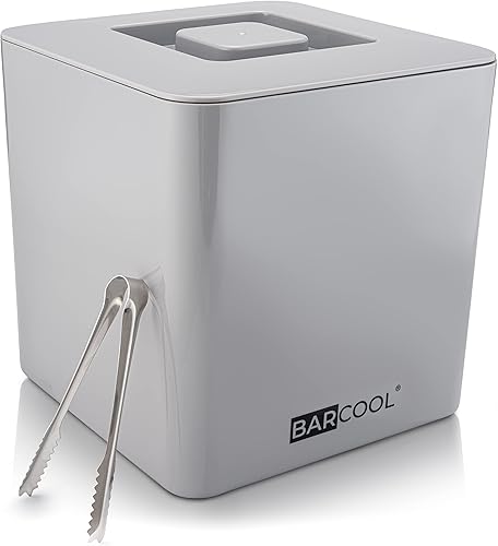 Barcool Seau à glace avec couvercle et pince à glace,Sans BPA,10 litres,Isolation carrée et double paroi,Parfait pour la maison, les bars, les restaurants, les barbecues et les pique-niques (gris) - Nail Gallerys