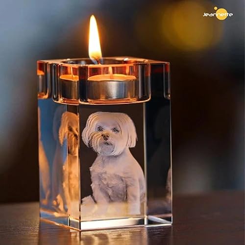Photo en cristal 3D personnalisée : cadeau d'art de deuil réfléchi, cadeaux commémoratifs, bougeoir, bougeoir, bougeoir en cristal commémoratif de condoléances de perte (5 x 5 x 6 cm) - Nail Gallerys