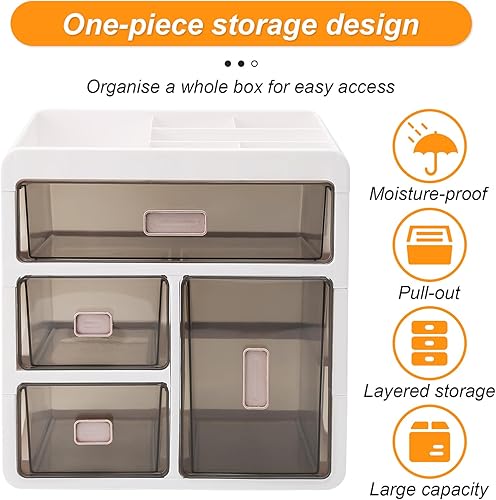 Ruiqas Boîte à pharmacie de bureau à 4 tiroirs en plastique pour la maison, l'école, le bureau, la chambre à coucher - Nail Gallerys