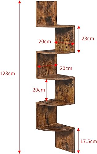 LANTUS Étagère d'angle étagère de Rangement Design Contemporain Zig zag 5 Niveaux Panneaux de Particules chêne Clair,Zigzag Étagère de Cuisine pour Chambre, Salon (20 * 20 * 120cm (Couleur chêne)) - Nail Gallerys