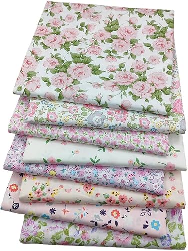 Morbuy Tissu Couture, Série Fleurs des Champs Tissus DIY 8 Pièces Coton Tissu Patchwork Bricolage Textile Couture de Matelassage Textiles Imprimé pour Fait Main Scrapbooking Artisanat (Rose,40x50cm) - Nail Gallerys