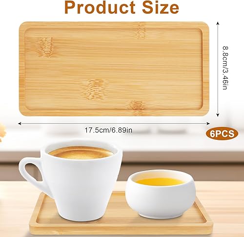 QMLING Lot de 6 plateaux rectangulaires en bambou - Petit plateau en bambou - Pour café, thé, gâteau - Mosaïque - 17,7 x 8,9 x 0,9 cm - Nail Gallerys