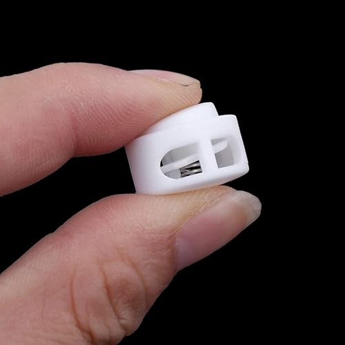sourcing map 20pcs Arrêt de Cordon Serrure de Cordon Verrou de Cordon à Ressort bloqué Cordon Glisser Cordon pour Vêtement Sac Lacet Camping Plastique doubles trous blanc - Nail Gallerys