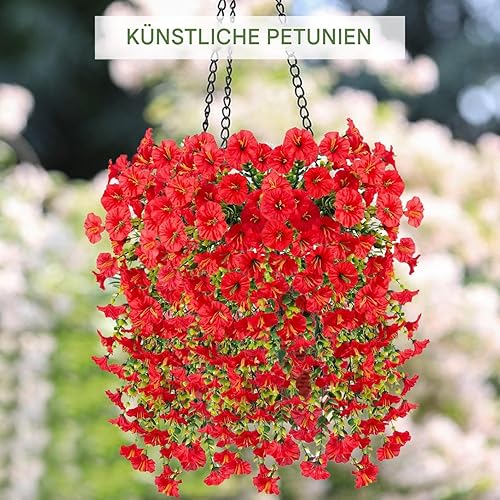 Eventerde Pétunias artificiels pour l'extérieur - 2 pétunias artificiels pour l'intérieur et l'extérieur - Résistant aux intempéries et aux UV - colorées pour fenêtre de Jardin - Pot de Fleurs - Nail Gallerys