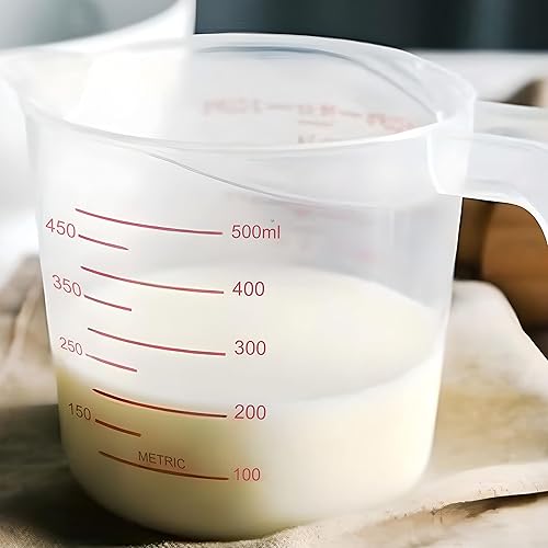 Retoo Verre mesureur 0,5 L Verre doseur 0.5l Doseur Polypropylène (PP) Incassable Compatible Lave-Vaisselle avec poignée Transparent avec Graduation Rouge Mesure 500ml - Nail Gallerys