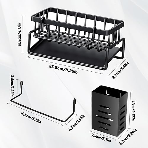 Auauraintt Porte-éponge pour évier de Cuisine, avec bac de vidange Automatique,Porte-Serviettes Amovible et boîte de Rangement pour brosses à Vaisselle,Organisateur pour Cuisine et Salle de Bain - Nail Gallerys