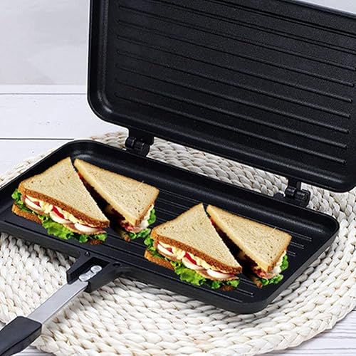 Iyalezirk Appareil à croque-monsieur antiadhésif au gaz pour pain grillé machine à -déjeuner, pâtisserie, crêpes, barbecue, four - Nail Gallerys