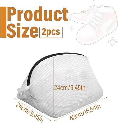 QEDBOJE 2 Pièces Filet à Chaussures, Sac à Chaussures pour Machine à Laver avec Fermeture Éclair, Sac à Linge, Sachet à Linge, Sac à Chaussures pour Sneakers, Chaussettes (42 x 24 x 26 cm) - Nail Gallerys
