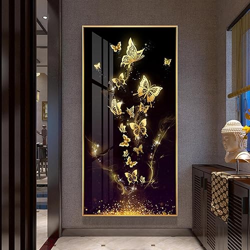Papillon doré noir abstrait mur Art toile peinture affiche mur photo pour salon chambre décor œuvre 35x70cm (14x28in) sans cadre - Nail Gallerys