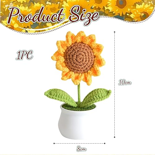 GlamRays Fleurs en crochet - Tournesols artificiels pour bureau, voiture, tableau de bord, cadeaux rires pour femmes, cadeaux d'anniversaire de motivation - Nail Gallerys