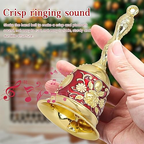 Cloche à Main, yisight Cloche à Main de Noël, Cloches d'appel, Cloche de Table de Noël, Sonnette de Service pour Méditation Pet Feeding Prière Décoration (Or Rouge) - Nail Gallerys