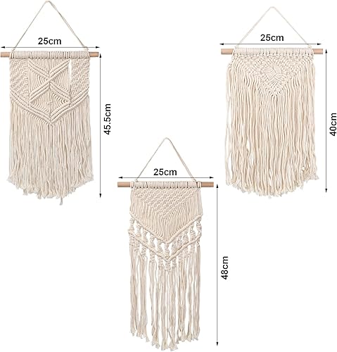 3 Pièces Petite Macramé Tenture Murale, Tissée Tapisserie Bohème Deco, Tapis Mural en Macramé Mini, Tenture Murale en Coton pour Décoration d'Intérieur, Maison, Chambre, Café - Nail Gallerys