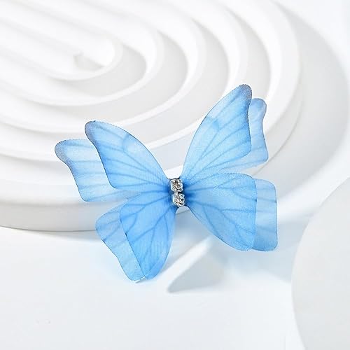 Lot de 100 appliques en tulle 3D double couche avec broderie papillon en dentelle pour bricolage, artisanat, accessoires de cheveux, décoration de vêtements, bleu ciel - Nail Gallerys