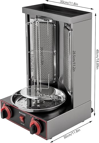 Barbecue à kebab à gaz, machine électrique GPL, kebab électrique, gyroscopique vertical, avec interrupteur de réglage de la température 3000 W 220 V - Nail Gallerys