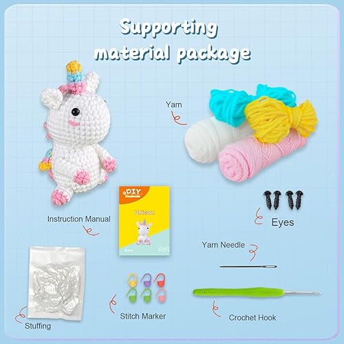 Felly Kit de Crochet pour Débutants, Jolie licorne tressée, Kits de Crochet pour Adultes et Enfants Débutants, avec des Didacticiels Vidéo Étape par Étape - Nail Gallerys