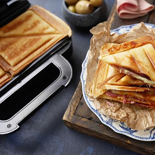 Breville Appareil à croque-monsieur Ultimate Deep Fill | Appareil à croque-monsieur 2 tranches | Plaques anti-adhésives amovibles | Acier inoxydable | Noir [VST082X] - Nail Gallerys