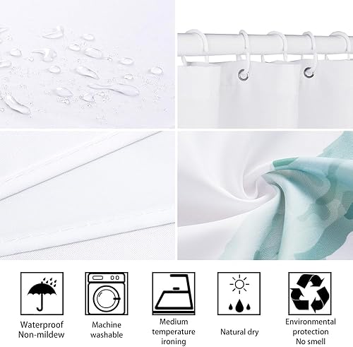 KRISIN Ensemble de rideau de douche imperméable avec 12 crochets pour salle de bain avec tapis antidérapant et housse de siège de toilette, A - Nail Gallerys