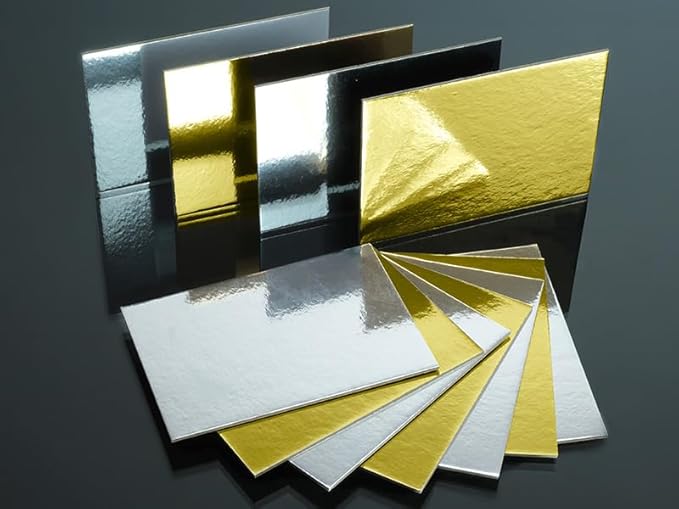 Lot de 10 Supports à Gâteaux -30 x 20 cm- Epaisseur 1.2 mm - Carton Réversible Doré & Argent - Rectangulaire Pâtisserie Boulangerie - Cake Board - Semelles à Gâteaux, Cakes, Semelles de présentation - Nail Gallerys