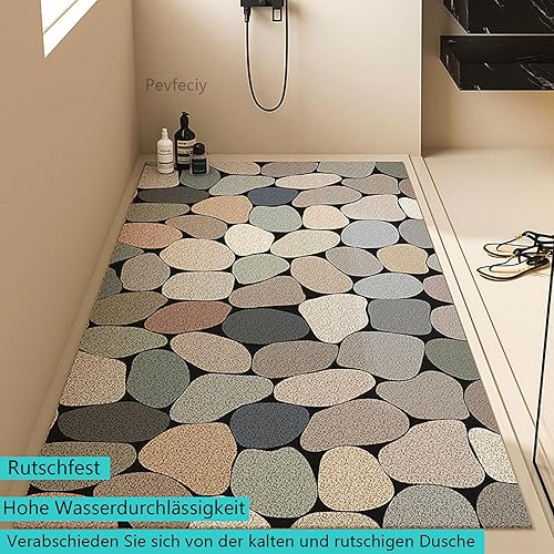 Pevfeciy Tapis antidérapant Douche 70x100 cm Tapis de Douche antidérapant Modèle de Pierre Tapis Douche antidérapant aux Bains Modernes,Doux Confortable PVC,Haute perméabilité à l'eau - Nail Gallerys